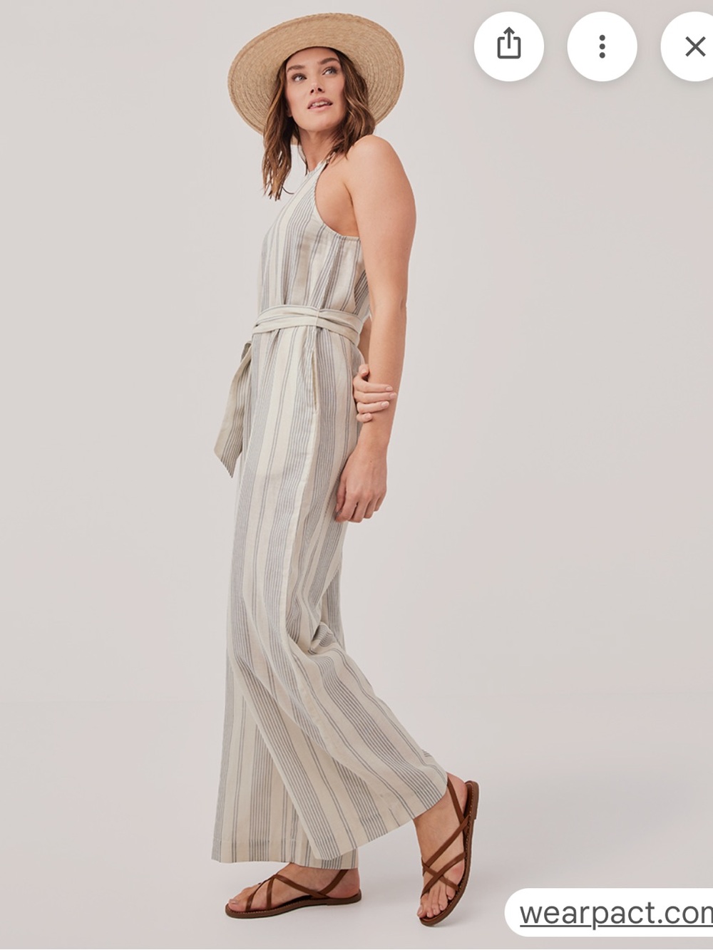 Pact The Coastal Beach Halter Jumpsuit organic cotton small s stripe NWTS